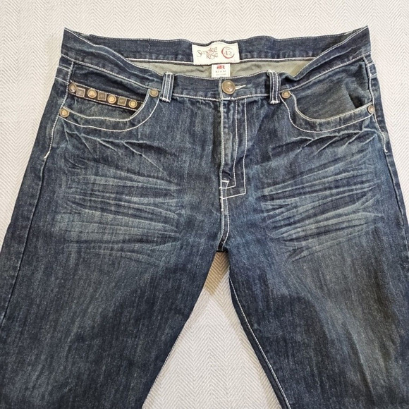Smoke Rise Jeans Men's 42 x 32 Wide Straight Leg Contrast Thread Embellished Y2K - Picture 7 of 16
